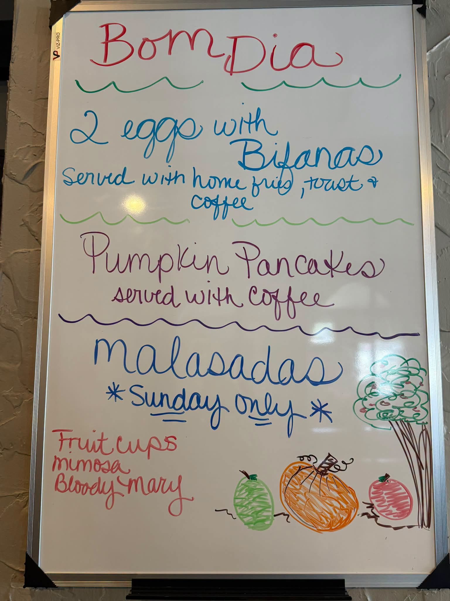Vila Verde’s September 2026 breakfast specials board; availability changes